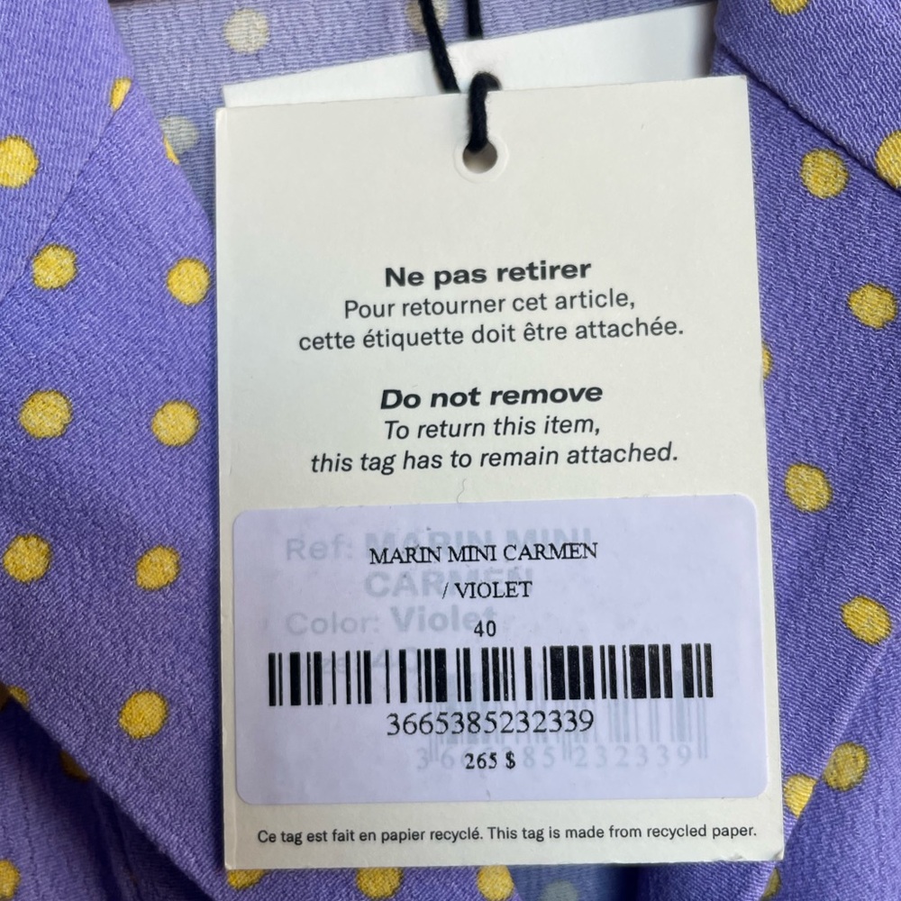 ROUJE NWT Lilac Purple Yellow Polka Dot Printed Button Down Marin Midi Dress 40 - Picture 16 of 17